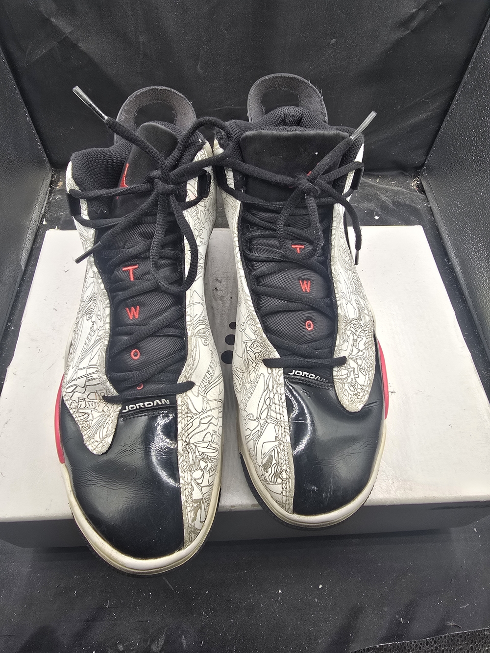 SKU 0351 Air Jordan Two-Tone Graphic Sneakers - Black, White, Red